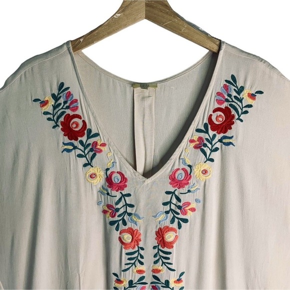 Kori America Embroidered Midi Shift Dress Womens Size L Boho Unlined - Picture 2 of 8